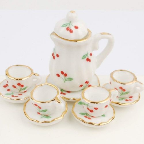  NW 1 Set 15 Pieces Ceramics Tea Cup Set Lovely Dollhouse Decoration Set Dollhouse Kitchen Accessories (#1)