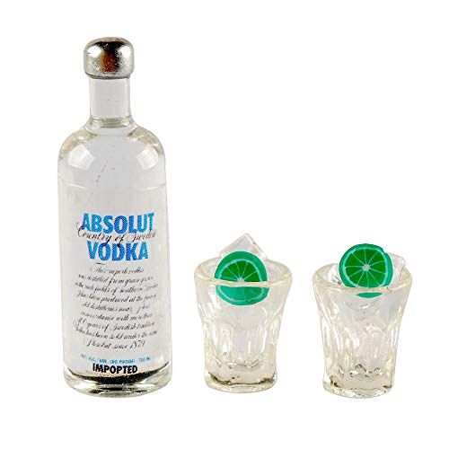  NWFashion Miniature 1:12 Scale Vodka Drink Bottle+Cup for Dollhouse Scenery Accessories Furniture (1set)