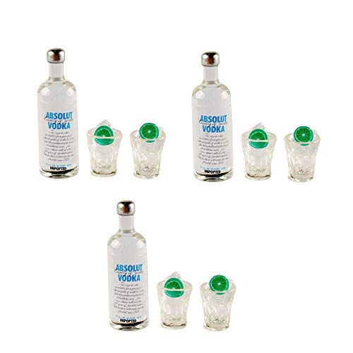  NWFashion Miniature 1:12 Scale Vodka Drink Bottle+Cup for Dollhouse Scenery Accessories Furniture (3set)