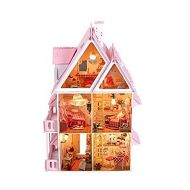 NWFashion Childrens 17 2 Floors with Furnitures Lights DIY Kits Assemble Miniature Wooden Dollhouse(Sunshine Alice)