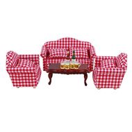 NWFashion Miniature Dollhouse Furniture 1/12 Scale Sofa Chair Sets with Beer (RED)