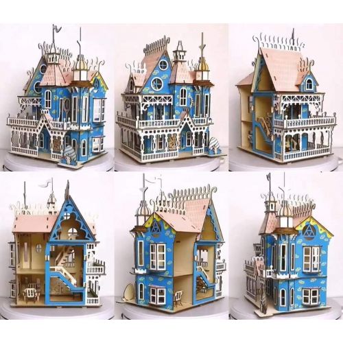  NWFashion Wooden Dream Dollhouse DIY Kits Miniature Doll House (Color Dream House)