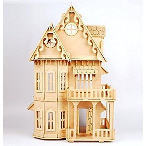  NWFashion 17 Wooden Dream Dollhouse 2 Floors with Furnitures DIY Kits Miniature Doll House (Gothic Furnitures Sets)