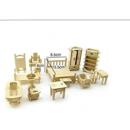  NWFashion Childrens 17 2 Floors with Furnitures Lights DIY Kits Assemble Miniature Wooden Dollhouse(Sunshine Alice)