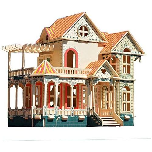  NWFashion Childrens 17 2 Floors with Furnitures Lights DIY Kits Assemble Miniature Wooden Dollhouse(Sunshine Alice)