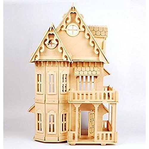  NWFashion Childrens 17 2 Floors with Furnitures Lights DIY Kits Assemble Miniature Wooden Dollhouse(Sunshine Alice)