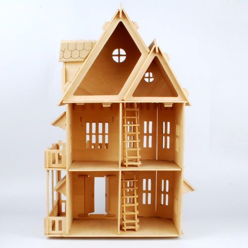  NWFashion Childrens 17 2 Floors with Furnitures Lights DIY Kits Assemble Miniature Wooden Dollhouse(Sunshine Alice)