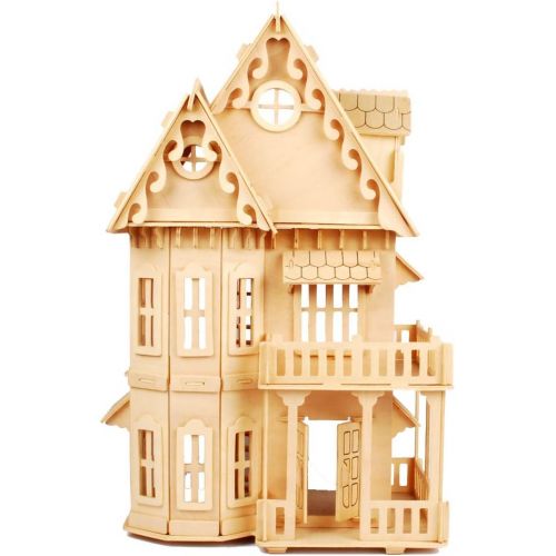  NWFashion Childrens 17 2 Floors with Furnitures Lights DIY Kits Assemble Miniature Wooden Dollhouse(Sunshine Alice)