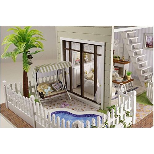  NWFashion Tall Two Floor Miniature Wooden Kits DIY Handmade Villa Dollhouse (Paris Flat+Cover)