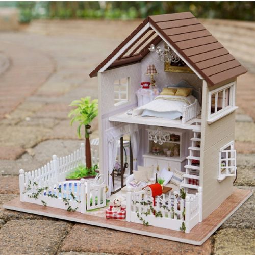  NWFashion Tall Two Floor Miniature Wooden Kits DIY Handmade Villa Dollhouse (Paris Flat+Cover)