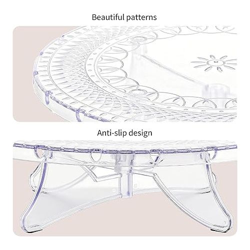  NWK 12inch Lighted Clear Cake Stand Plate Holder with String Lights Fit for 6inch, 8 inch, 10 inch, 12 inch Cakes for Wedding Birthday Cake Decorations