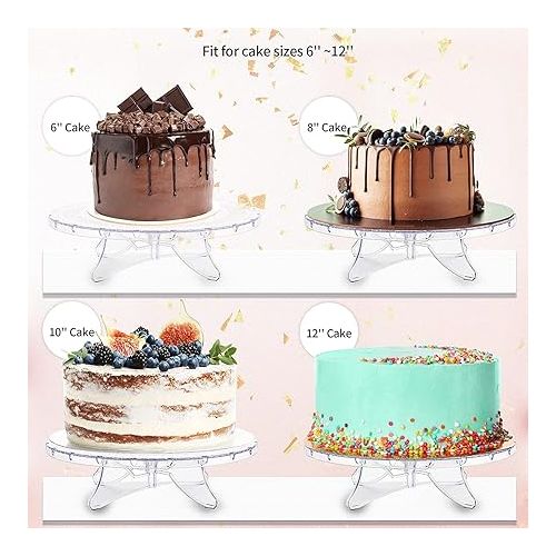  NWK 12inch Lighted Clear Cake Stand Plate Holder with String Lights Fit for 6inch, 8 inch, 10 inch, 12 inch Cakes for Wedding Birthday Cake Decorations