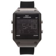 NY London Mens Square Face Digital Black Strap Watch by Geneva Platinum