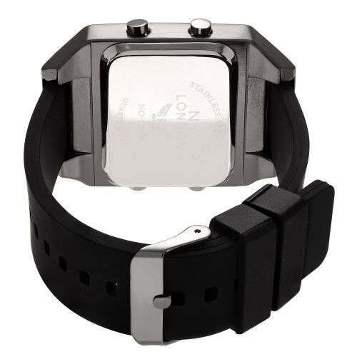  NY London Mens Square Face Digital Black Strap Watch by Geneva Platinum