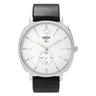 NY London Mens Round Case Faux Leather Strap Watch by Geneva Platinum