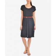 NY Collection Polka-Dot Belted Dress