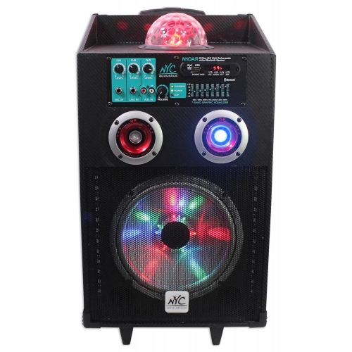  NYC Acoustics N10AR 10 Rechargable Powered Speaker w Bluetooth Party LightsMic, 10 inch