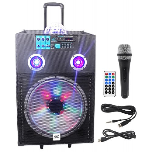  NYC Acoustics N15AR 15 600w Rechargeable Powered Bluetooth Party Speaker with Mic