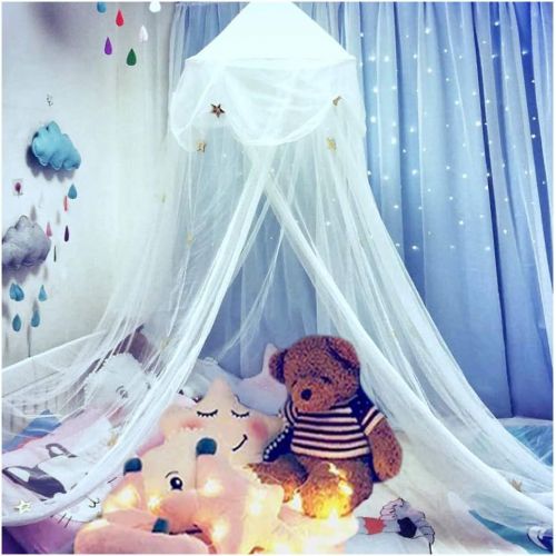  [아마존베스트]NYDECOR Mosquito Net Bed Canopy Netting Curtains Princess Stars Indoor Outdoor Dome Play Reading Nook Tent for Girls Boys Kids,White