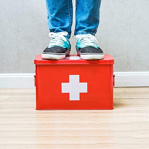  NYDZDM First aid kit NYDZDM Metal Medicine Box Home First Aid Box, Household Medical Kit Suitcase, Child Emergency Medical Kit (Color : Red)