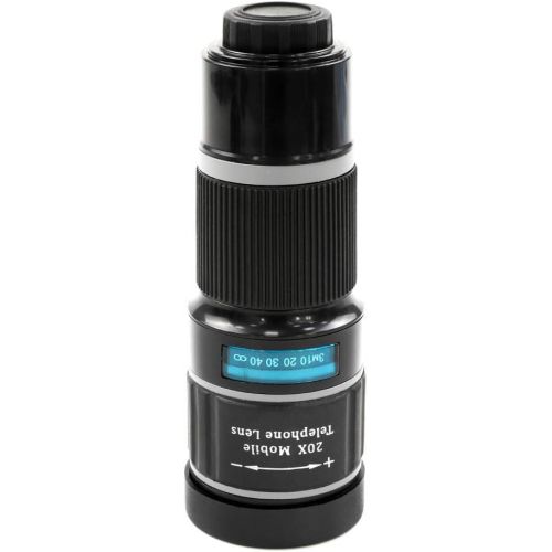  [아마존베스트]NYimage Phone Zoom Lens 20 X- Cell Phone Lens and Monocular Telescope, Phone Camera Lens for iPhone, Samsung, Android Smartphone (Black)