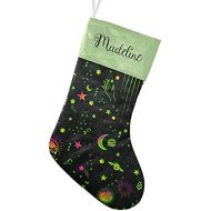 NZOOHY Space Galaxy Constellation Sun Moon Christmas Stocking Custom Sock, Fireplace Hanging Stockings with Name Family Holiday Party Decor