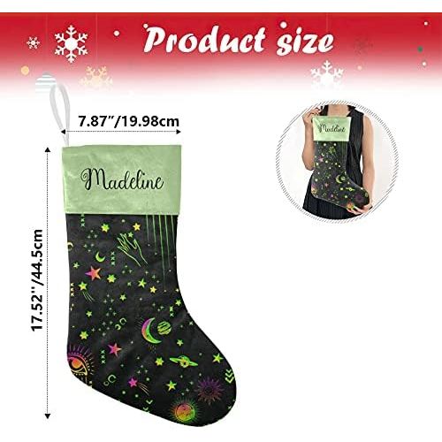  NZOOHY Space Galaxy Constellation Sun Moon Christmas Stocking Custom Sock, Fireplace Hanging Stockings with Name Family Holiday Party Decor