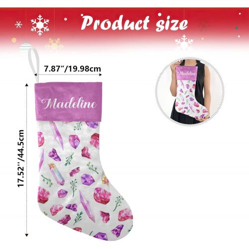  NZOOHY Watercolor Crystal Gems Stone Christmas Stocking Custom Sock, Fireplace Hanging Stockings with Name Family Holiday Party Decor