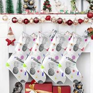 NZOOHY Pineapple Tropical Fruit Personalized Christmas Stocking with Name, Custom Decoration Fireplace Hanging Stockings for Family Ornaments