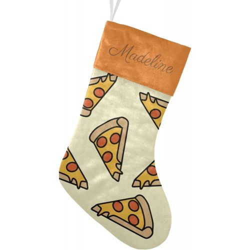  NZOOHY Pizza Slice Seamless Christmas Stocking Custom Sock, Fireplace Hanging Stockings with Name Family Holiday Party Decor