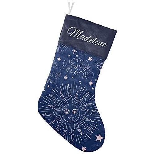  NZOOHY Space Galaxy Zodiac Star Christmas Stocking Custom Sock, Fireplace Hanging Stockings with Name Family Holiday Party Decor