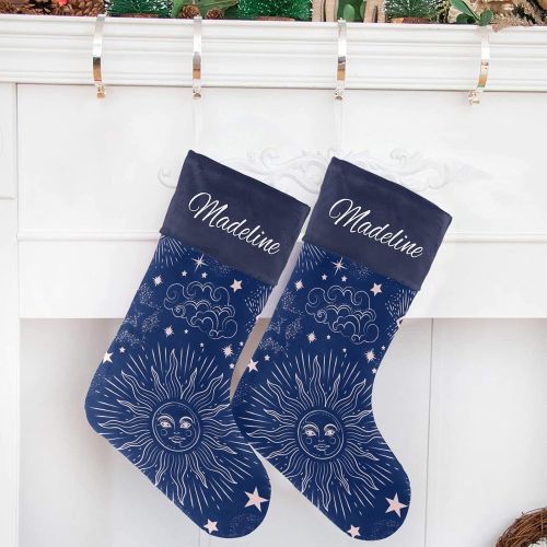  NZOOHY Space Galaxy Zodiac Star Christmas Stocking Custom Sock, Fireplace Hanging Stockings with Name Family Holiday Party Decor