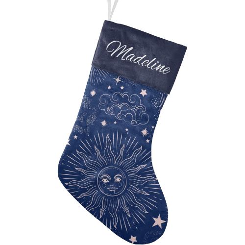  NZOOHY Space Galaxy Zodiac Star Christmas Stocking Custom Sock, Fireplace Hanging Stockings with Name Family Holiday Party Decor