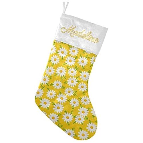  NZOOHY Daisy Little Flowers Christmas Stocking Custom Sock, Fireplace Hanging Stockings with Name Family Holiday Party Decor