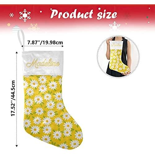  NZOOHY Daisy Little Flowers Christmas Stocking Custom Sock, Fireplace Hanging Stockings with Name Family Holiday Party Decor