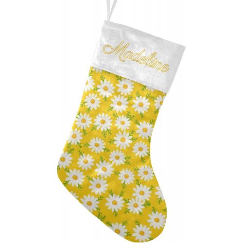  NZOOHY Daisy Little Flowers Christmas Stocking Custom Sock, Fireplace Hanging Stockings with Name Family Holiday Party Decor