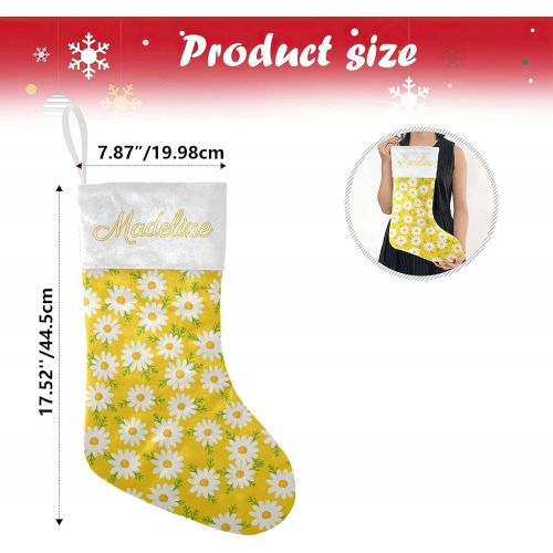  NZOOHY Daisy Little Flowers Christmas Stocking Custom Sock, Fireplace Hanging Stockings with Name Family Holiday Party Decor