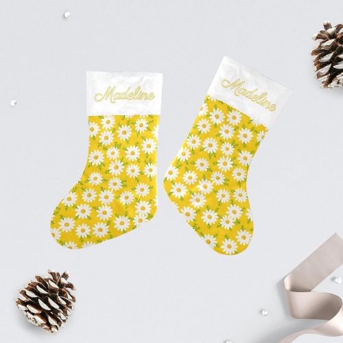  NZOOHY Daisy Little Flowers Christmas Stocking Custom Sock, Fireplace Hanging Stockings with Name Family Holiday Party Decor