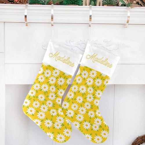  NZOOHY Daisy Little Flowers Christmas Stocking Custom Sock, Fireplace Hanging Stockings with Name Family Holiday Party Decor