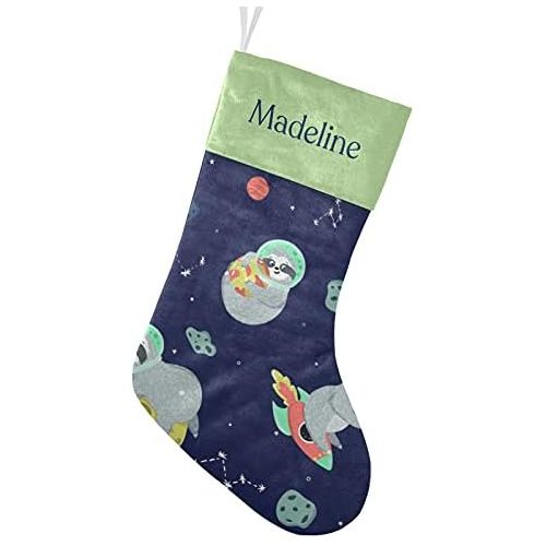  NZOOHY Space Sloths Stars Christmas Stocking Custom Sock, Fireplace Hanging Stockings with Name Family Holiday Party Decor