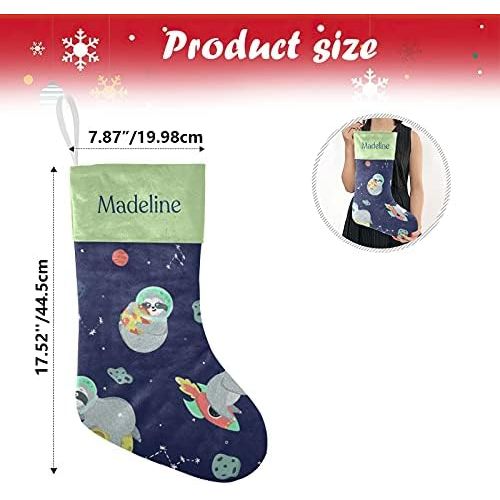  NZOOHY Space Sloths Stars Christmas Stocking Custom Sock, Fireplace Hanging Stockings with Name Family Holiday Party Decor