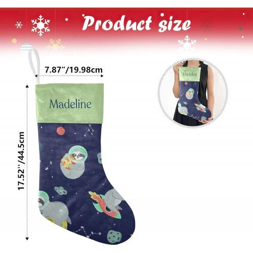  NZOOHY Space Sloths Stars Christmas Stocking Custom Sock, Fireplace Hanging Stockings with Name Family Holiday Party Decor