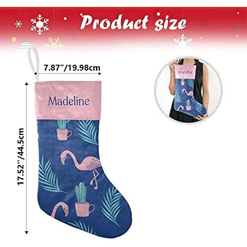  NZOOHY Flamingo Cactus Christmas Stocking Custom Sock, Fireplace Hanging Stockings with Name Family Holiday Party Decor