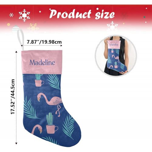  NZOOHY Flamingo Cactus Christmas Stocking Custom Sock, Fireplace Hanging Stockings with Name Family Holiday Party Decor