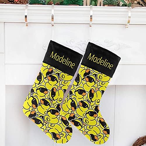  NZOOHY Rubber Duck Sunglasses Christmas Stocking Custom Sock, Fireplace Hanging Stockings with Name Family Holiday Party Decor