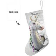 NZOOHY Unicorn Animal Personalized Christmas Stocking with Name, Custom Decoration Fireplace Hanging Stockings for Family Ornaments Holiday Party