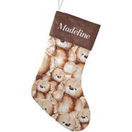 NZOOHY Cartoon Lovely Teddy Bear Christmas Stocking Custom Sock, Fireplace Hanging Stockings with Name Family Holiday Party Decor