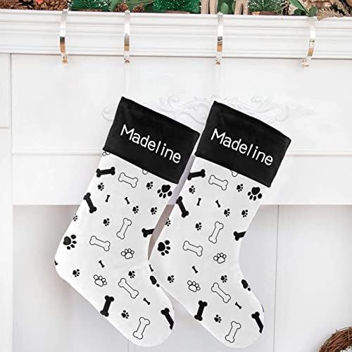  NZOOHY Dog Claw Paw Print Christmas Stocking Custom Sock, Fireplace Hanging Stockings with Name Family Holiday Party Decor