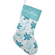 NZOOHY Bubbles Sea Turtle Weed Christmas Stocking Custom Sock, Fireplace Hanging Stockings with Name Family Holiday Party Decor