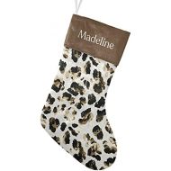 NZOOHY Leopard Skin Pattern Christmas Stocking Custom Sock, Fireplace Hanging Stockings with Name Family Holiday Party Decor